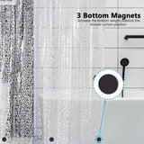 Douchegordijn, 180 x 200 cm, waterdicht douchegordijn met gewichtmagneten aan de onderkant, PEVA wasbaar badkamergordijn, antibacteriële schimmel, badgordijn met 12 douchegordijnringen