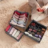 Ondergoedorganizer, set van 4, opvouwbare kledingkastorganizer, lade-opbergsysteem voor sokken, stropdassen, beha's en babykleding, grijs