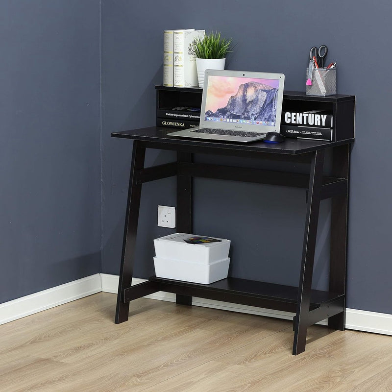 Simplistic Computertafel, pc-tafel, bureautafel, donker walnoot, 80,3 (breedte) x 90,4 (hoogte) x 45,5 (diepte) cm