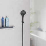 Doucheslang met handdouche en wandhouder, douchekop met 3-voudig verstelbare douchekop, doucheset met slang, slang voor douche, zwart