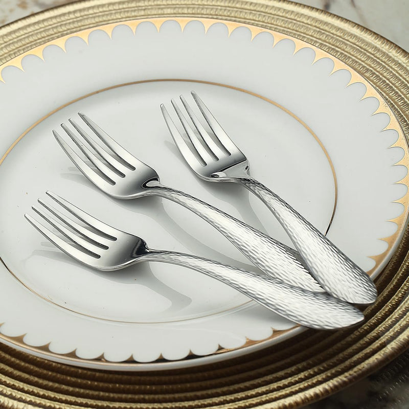 Roségouden dessertvorken, 12 stuks, 14 cm, roestvrij staal, titanium coating, roségoud, dessertvorken, vorkzilver, taartvorken, fruitvorken