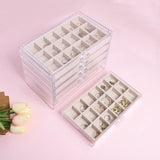 Sieradendoos van acryl met 5 laden, opbergruimte voor oorbellen, opbergdoos voor sieraden voor oorbellen, ring, sieradenorganizer (beige)