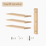 Wandrek, hout, 3-traps rustiek, zwevend rek, houten rek voor keuken, kinderkamer, badkamer, woonkamer, slaapkamer