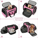 Huisdiertas, huisdierdrager voor katten en kleine honden in de auto, voegtuig of in de trein, roze