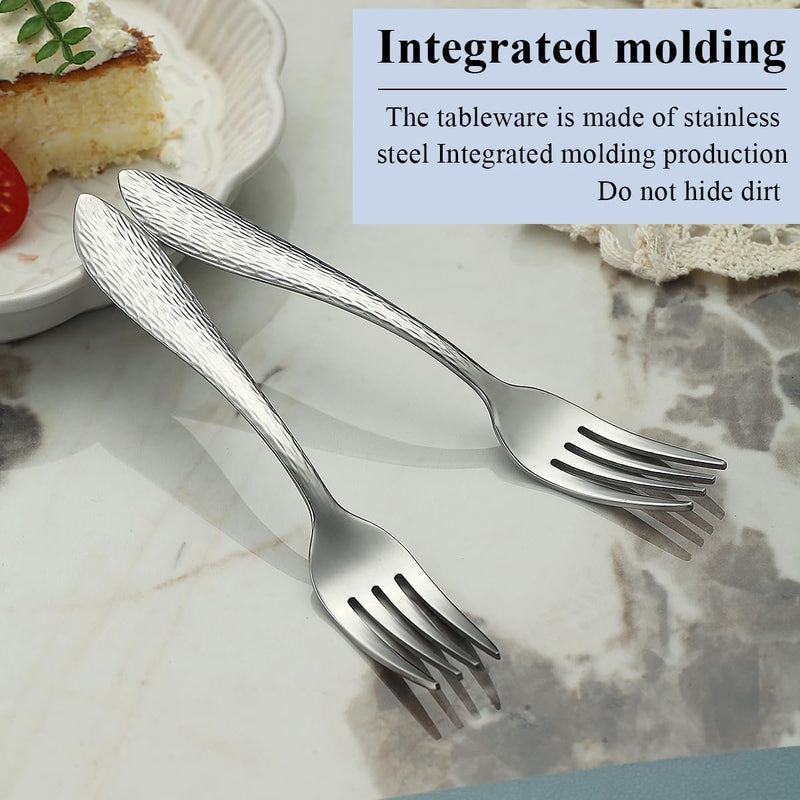 Roségouden dessertvorken, 12 stuks, 14 cm, roestvrij staal, titanium coating, roségoud, dessertvorken, vorkzilver, taartvorken, fruitvorken