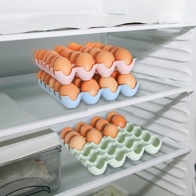 Set van 4 eierhouders voor koelkast, plastic eieropbergdoos, eiercontainer, stapelbaar, draagbare eieropbergdoos, geschikt voor keukenwerkbladen in de koelkast