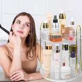 Make-up organizer voor de kaptafel, roterende cosmetica-opslag (2 niveaus, transparant)