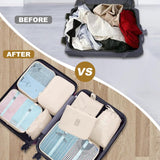 9-delige kofferorganizerset voor vakantie en reizen, packing cubes, reisorganizer, packing cubes, kledingtassen, kofferorganizer voor vakantie en reizen - beige