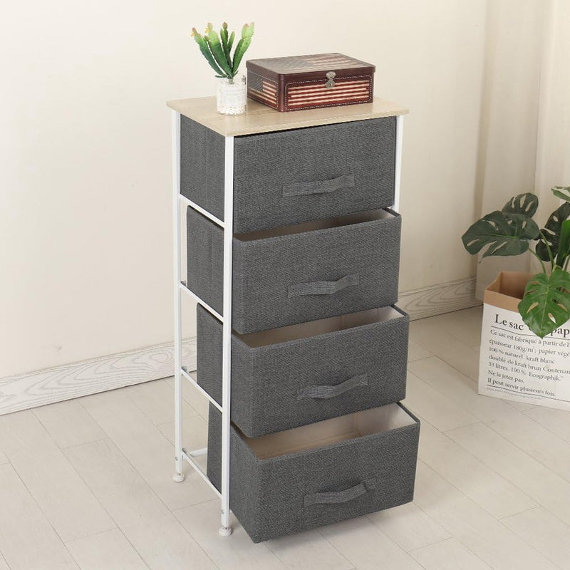 ladekast met 4 laden, organisatorisch meubilair, textiel opbergkast voor slaapkamer, woonkamer of - kleine ladekast met beige, 45 x 30 x 94 cm, 45 x 30 x 94 cm