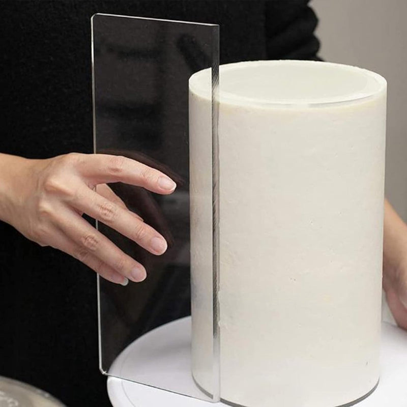 2-delige heldere acryl-taartschraper, taartdecoratiekam, taartschraper, gladde en gestreepte zij-taartschraper, suikergietkammen