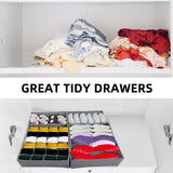 Ondergoedorganizer, set van 4, opvouwbare kledingkastorganizer, lade-opbergsysteem voor sokken, stropdassen, beha's en babykleding, grijs