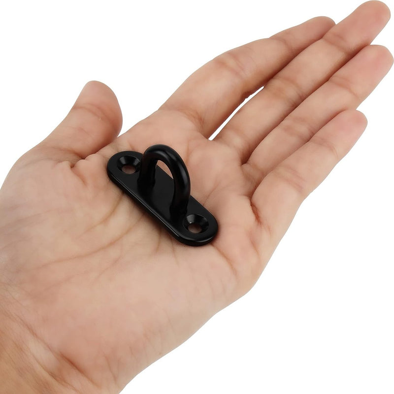 Set van 8 zwarte M5-roestvrij stalen ooghaken om vast te schroeven, duurzame U-vormige wand-/plafondhaken, zwart, rechthoekig, 50 x 15 mm, schroefhaken van roestvrij staal om op te hangen