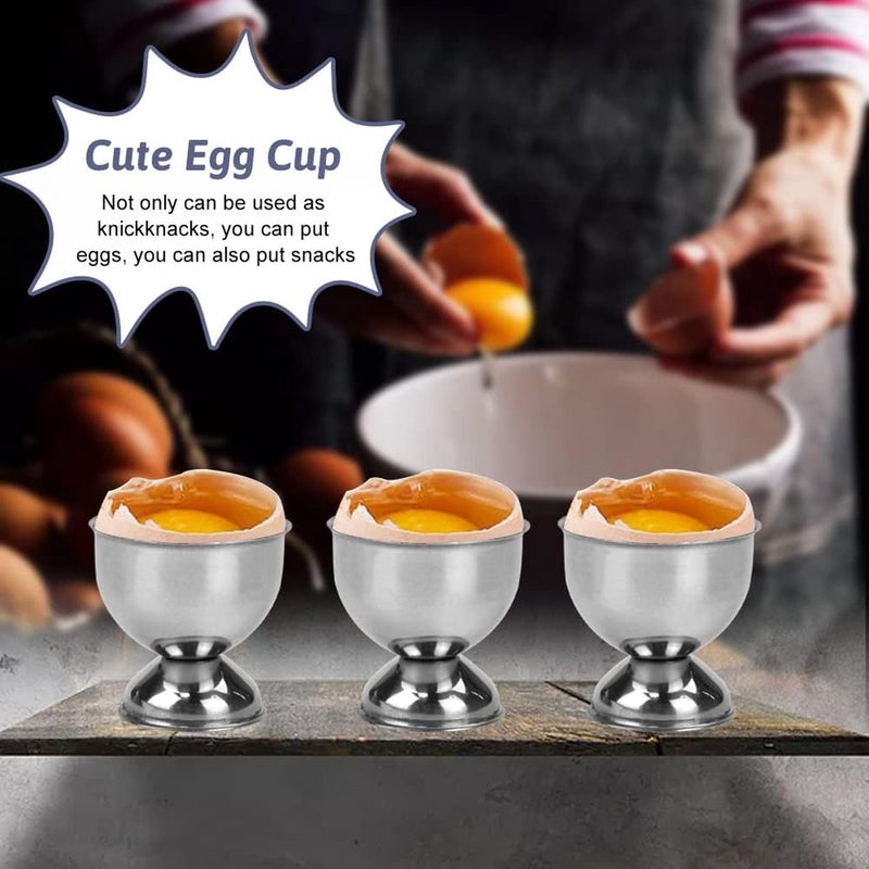 Set van 6 eierdopjes Grappige eierdopjesset Eieropener Eierdopjesset Eierstandaard Eierhouder met roestvrijstalen eieropener Eiersnijder Eierhopper Plastic scheidingsteken voor bakken, ontbijt, dessert