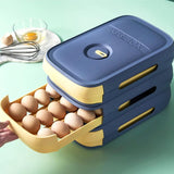 Eierhouder, eierbewaardoos, eierbox met lade, stapelbare eierhouder, automatische eierbox, multifunctionele eierbox voor koelkast, keuken