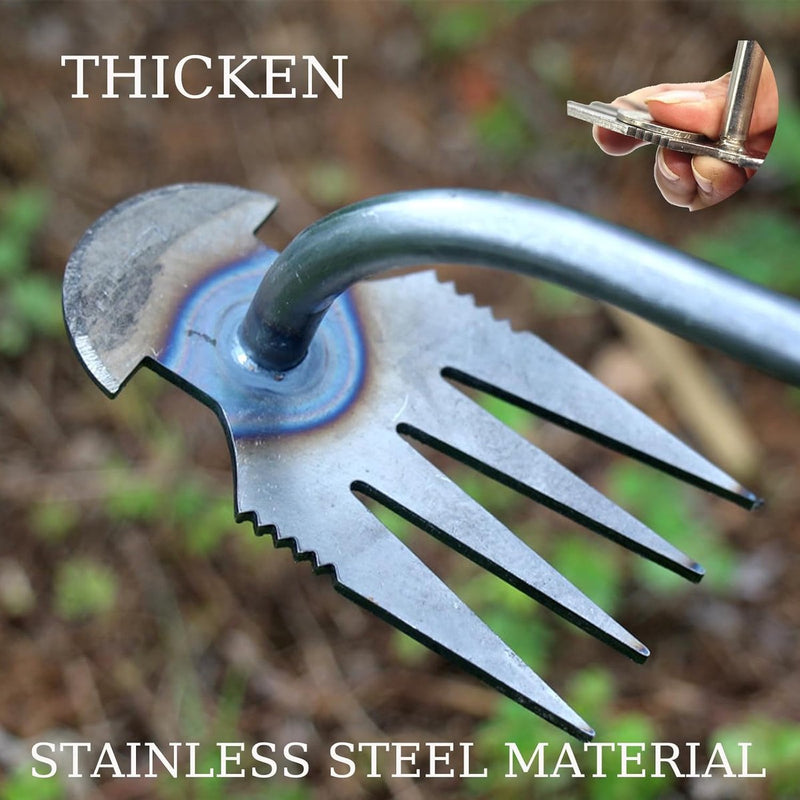 Tuinieren handonkruidsteker, onkruidverwijderaar, onkruidverwijderaar met steel, voegenkrabber met steel, tuinhark, traditionele tuinhark, onkruidjager.