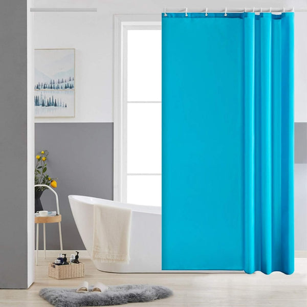 Douchegordijn, 120 x 180 cm, textiel, badgordijn van polyester, schimmelbestendig, waterafstotend, wasbaar, aquamarijn, met 8 douchegordijnringen