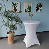 Set van 2 bartafelhoezen, tafelkleed, wit, 60 x 110 cm, stretch spandex hoezen, bartafel met rok, strijkvrije bartafelhoezen voor feest, bruiloft, bartafels, bankettafel