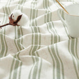 Linnen gestreept vitrage halftransparant bistrogordijn sheer gordijn privacy raamgordijn gordijn gordijn voor kleine ramen keuken woonkamer landhuis 1 stuk 125 b x 45 H (cm) groen op beige