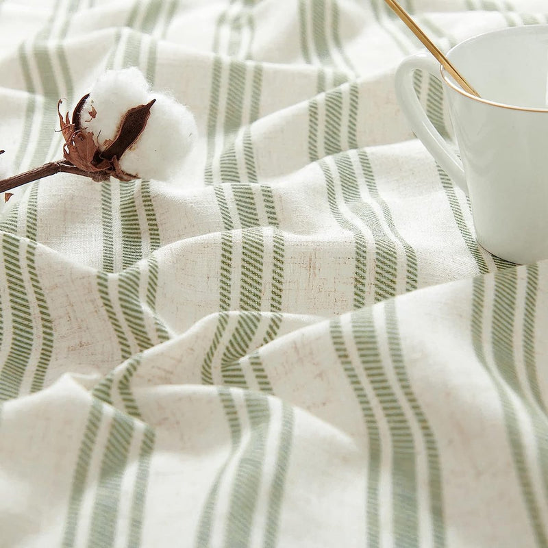 Linnen gestreept vitrage halftransparant bistrogordijn sheer gordijn privacy raamgordijn gordijn gordijn voor kleine ramen keuken woonkamer landhuis 1 stuk 125 b x 45 H (cm) groen op beige