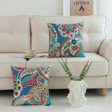 2-pack decoratieve kussensloop binnen buiten huisdecoratie woonkamer slaapbank (45x45cm, blauwe trompetbloemen)