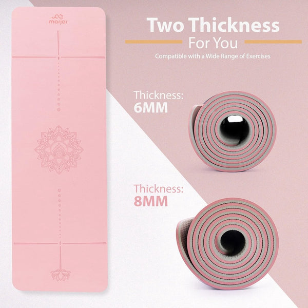 Yogamat antislip gymnastiekmat TPE fitnessmat voor yoga Oefenmat met draagriem sportmat 183 cm x 61 cm x 0,6/0,8 cm