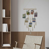 Hangende fotowand, met 15 houten klemmen, weergave van 15 foto's, voor het ophangen van fotocollages, decoraties, prints, kunstwerken en foto's