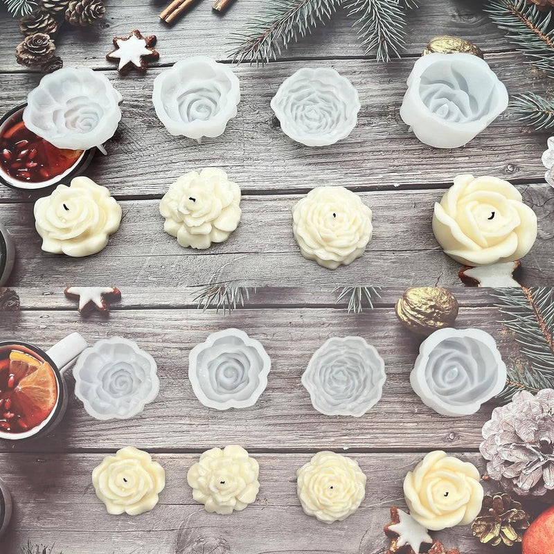 Bloemen kaars siliconen mallen gietvormen kaars mal voor het gieten van zeep mal 4 stuks siliconen mallen