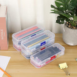 Set van 5 dubbellaags verstelbare pennenbakjes Kunststof stapelbare pennenbakje met deksel Transparante briefpapierdoos Penhouder Opbergdoos voor kinderen Studenten voor schoolbenodigdheden, transparant,