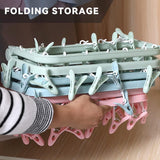 Sokkendroger, wasrek, opvouwbare wasdroger met 32 klemmen, winddichte kleerhanger, ruimtebesparend hangdroger, voor ondergoed, sokken, handdoeken, babykleding