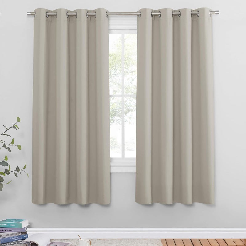 Gordijn met ogen, set van 2, korte gordijnen, woonkamer, gordijn, natuur, ondoorzichtig, H 175 x B 140 cm, slaapkamergordijnen, gordijnen, warmte-isolerend, thermogordijn met inslagringen
