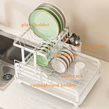 Afdruiprek Opvouwbare Afdruiprek met Druppelbord 2 Niveaus Afdruiprek met Gebruiksvoorwerphouder, Snijplankhouder Metalen Afdruiprek voor aanrecht (wit)