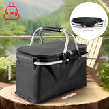 Picknickmand, 18,5 l, opvouwbare boodschappenmand, opvouwbare picknickmand met isolatie, antislip draagbare aluminium handgreep, boodschappenmand voor werk, reizen, winkelen, picknick