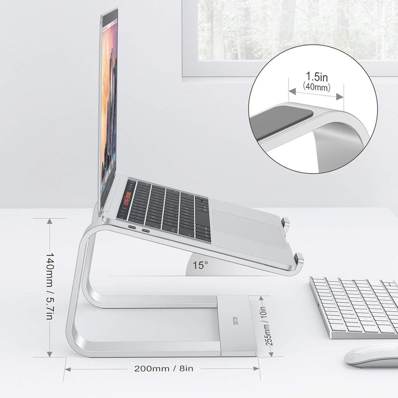 Laptopstandaard, notebookstandaard met ventilatie, universele PC Riser Ergonomische laptophouder aluminium voor laptops van 10-15,6 inch