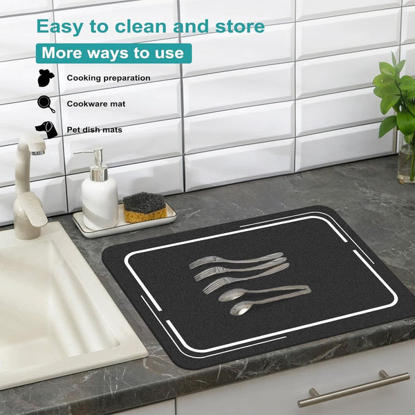 Afdruipmat, absorberend, antislip, droogmat, koffiezetapparaat, druipmat, sneldrogend, super absorberend, droogmat voor keuken voor het drogen van servies en glazen