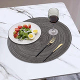 Ronde placemats Set van 4 45 cm gevlochten wasbare placemats zwart en grijs