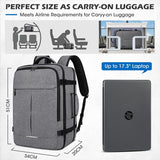 Reisrugzak voor heren en dames, handbagage, rugzak, vliegtuig, grote laptoprugzak, 17 inch, waterdichte dagrugzak, weekendrugzak, zakelijke rugzak