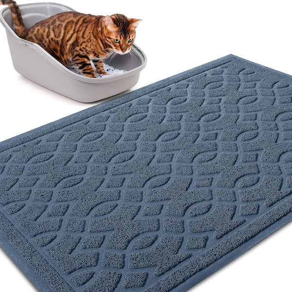Kattenbakmat, 90 x 60 cm, waterdichte kattenbakmat, antislip kattenbakonderlegger, mat, eenvoudige reiniging, kattenbakmat, turquoise blauw