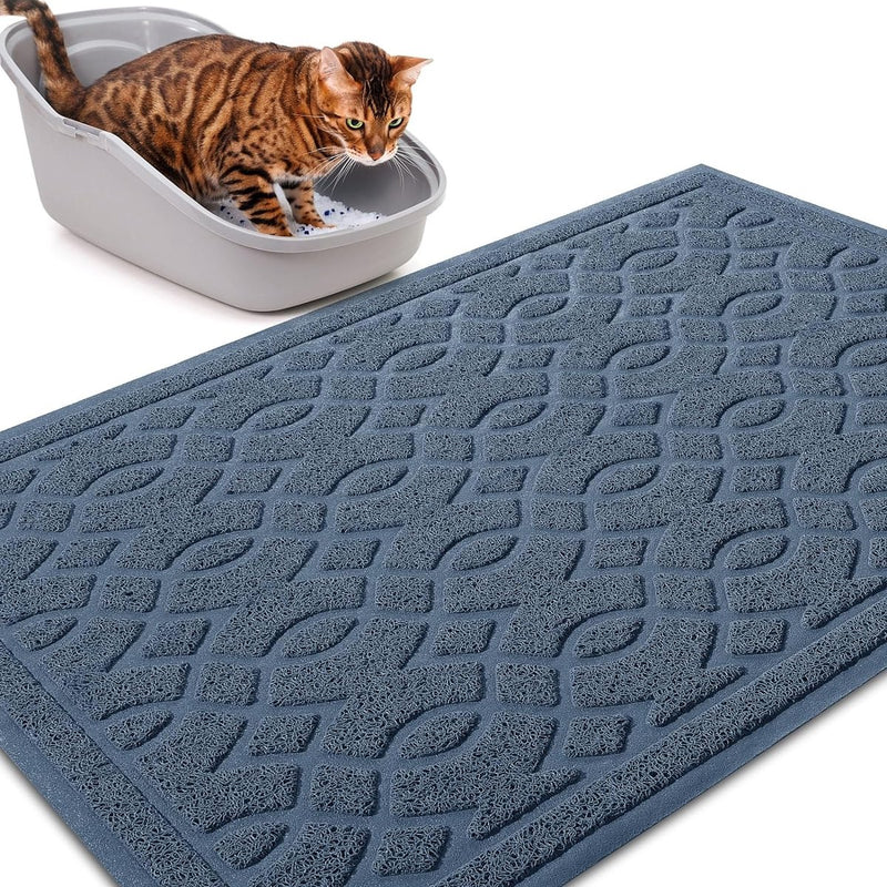 Kattenbakmat, 90 x 60 cm, waterdichte kattenbakmat, antislip kattenbakonderlegger, mat, eenvoudige reiniging, kattenbakmat, turquoise blauw