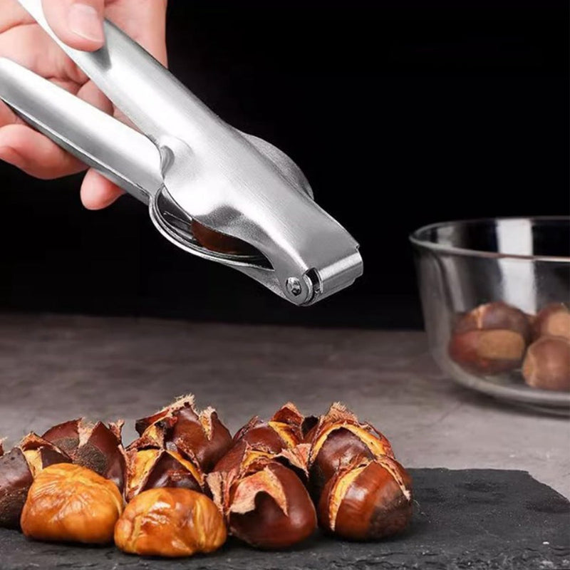 2 stuks notenkraker kastanjesnijder, notenkraker walnoten, kastanjesnijder, notenkraker van roestvrij staal, kastanjeopener, voor walnoten, kastanjes, noten, pecan, amandelen