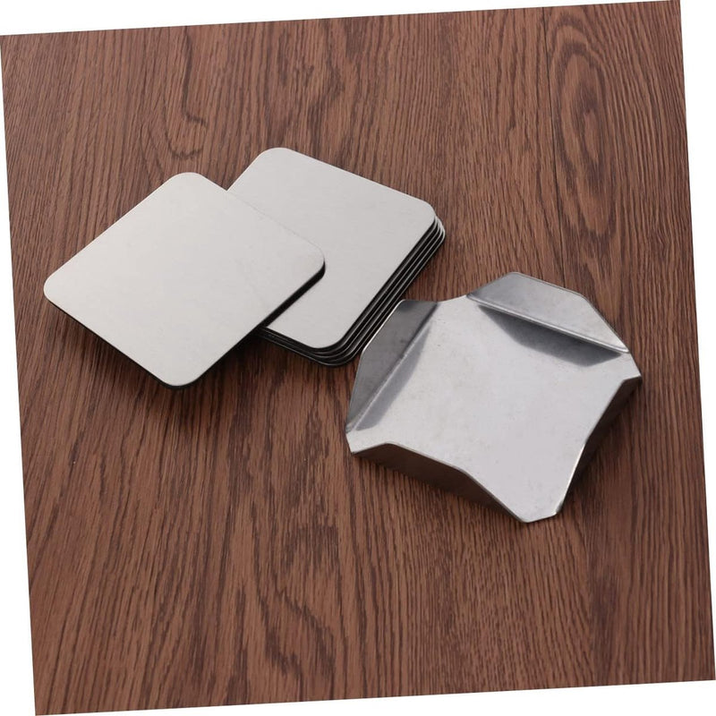 Set van 6 vierkante stalen placemats met antisliponderzetters van roestvrij staal