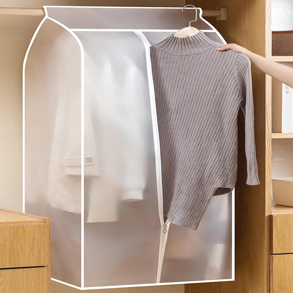 2 stuks afdekking kledingstandaard, 60 x 50 x 90 cm / 60 x 50 x 110 cm, doorschijnend anti-stof kledingbeschermhoezen, stofdicht, vocht, verlengde riem, ter bescherming van kledingopslag