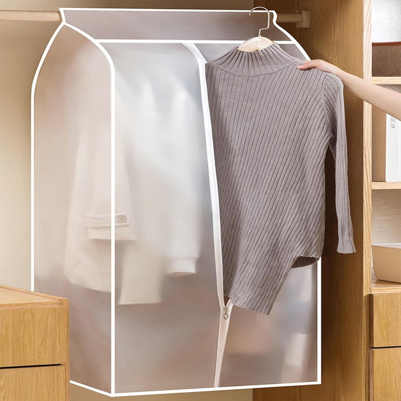 2 stuks afdekking kledingstandaard, 60 x 50 x 90 cm / 60 x 50 x 110 cm, doorschijnend anti-stof kledingbeschermhoezen, stofdicht, vocht, verlengde riem, ter bescherming van kledingopslag
