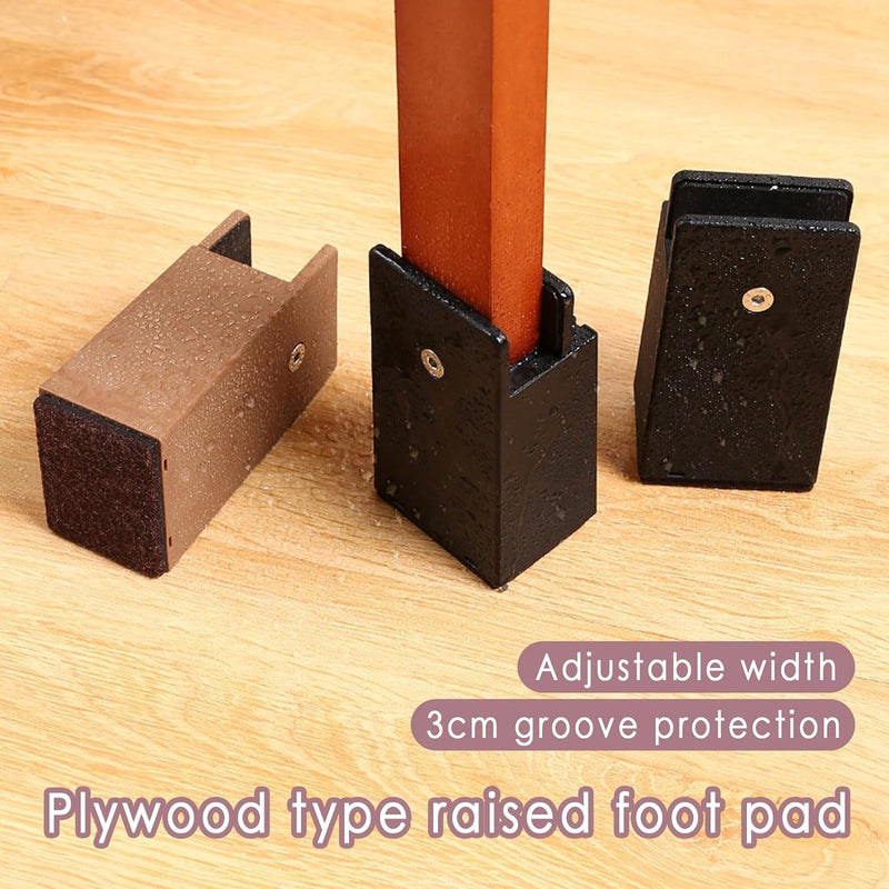 Verstelbare bedverhoger Meubelverhoger 5 cm met schroefklem, zwarte bedverhoger 2 inch zware stoelverhogers, verpakking van 4 meubelverhogers voor vierkante en ronde stoelpoten met een breedte van 0,8-1,6''