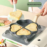 Pancakepan met antiaanbaklaag, 20 cm, 4 gaten, aluminium pan voor ontbijt, gecoate pan voor gasfornuis, inductie
