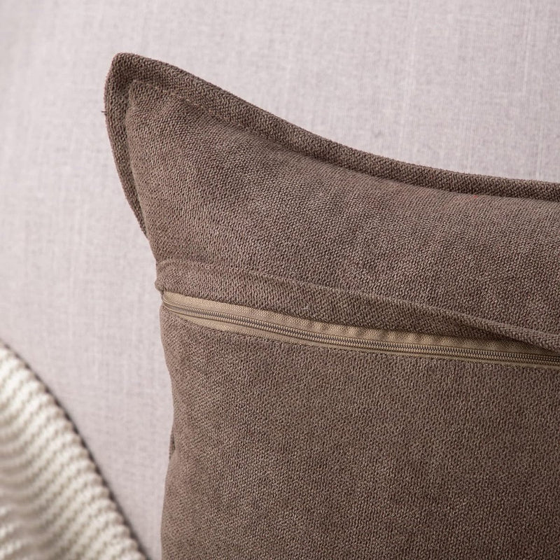 Set van 2 sierkussenovertrekken zachte decoratieve kussenhoes voor bank, slaapkamer kussenhoes bruin 40x40 cm vierkant