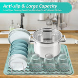 Afdruipmat, afdruipmat, servies, 40 x 30 cm, afdruipmat voor servies, gootsteen, lekbak, droogmat, bestek, hittebestendige antislip vaatmat, groen