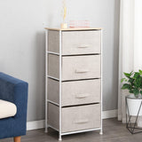 ladekast met 4 laden, organisatorisch meubilair, textiel opbergkast voor slaapkamer, woonkamer of - kleine ladekast met beige, 45 x 30 x 94 cm