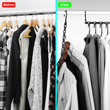 4 stuks 5-in-1 kleerhangers, ruimtebesparend, draaibare magische kleerhangers, kunststof, multifunctionele zwarte magische kleerhangers, voor kledingkast