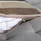 Set van 2 gestreepte kussenhoezen, kussenhoes, linnenlook, bankkussen, decoratieve kussenhoes, sierkussen, decoratieve bankkussenhoes voor bank, kantoor, bank, slaapkamer, woonkamer, 40 x 40 cm, koffie