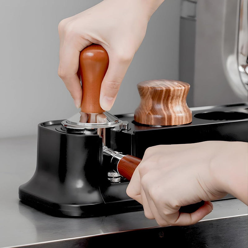 Tamperstation, 51-58 mm, zwart, toebehoren, espresso-tamperhouder, ABS, in hoogte verstelbaar, tamperhouder, standaard, universeel, multifunctioneel, onderhoudsvriendelijk